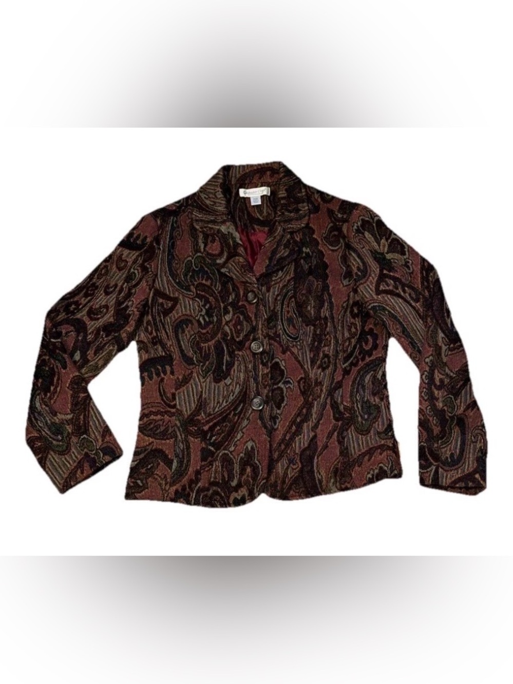 Coldwater Creek Paisley Brocade Blazer Jacket Boho Rich Colors Sz PXS